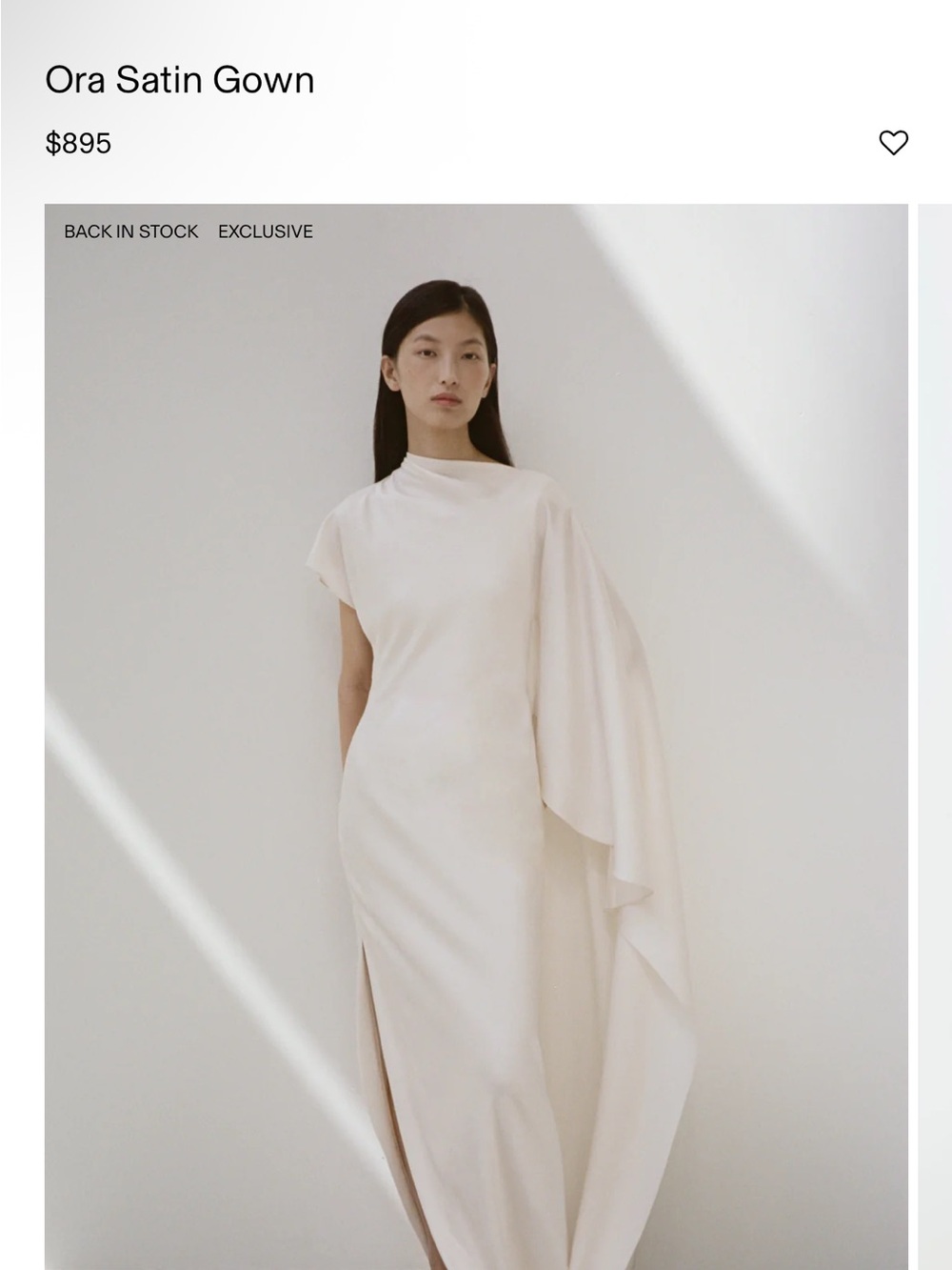 Jonathan Simkhai One-Shoulder Satin Gown — Cream